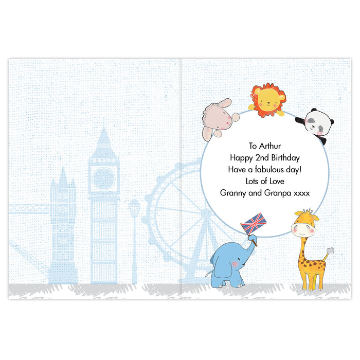 Personalised London Animal Bus Birthday Card - The Gift Cabin UK