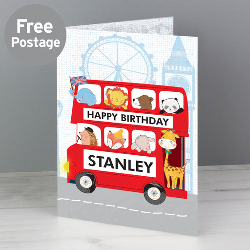 Personalised London Animal Bus Birthday Card - The Gift Cabin UK