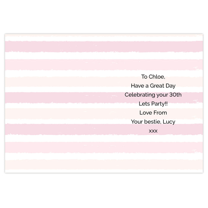 Personalised Gold and Pink Stripe Birthday Card - The Gift Cabin UK