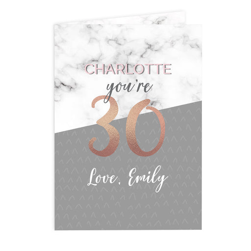 Personalised Marble and Rose Gold Birthday Card - The Gift Cabin UK