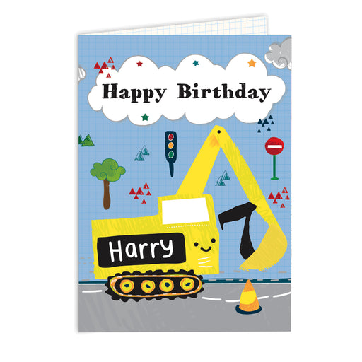 Personalised Digger Birthday Card - The Gift Cabin UK