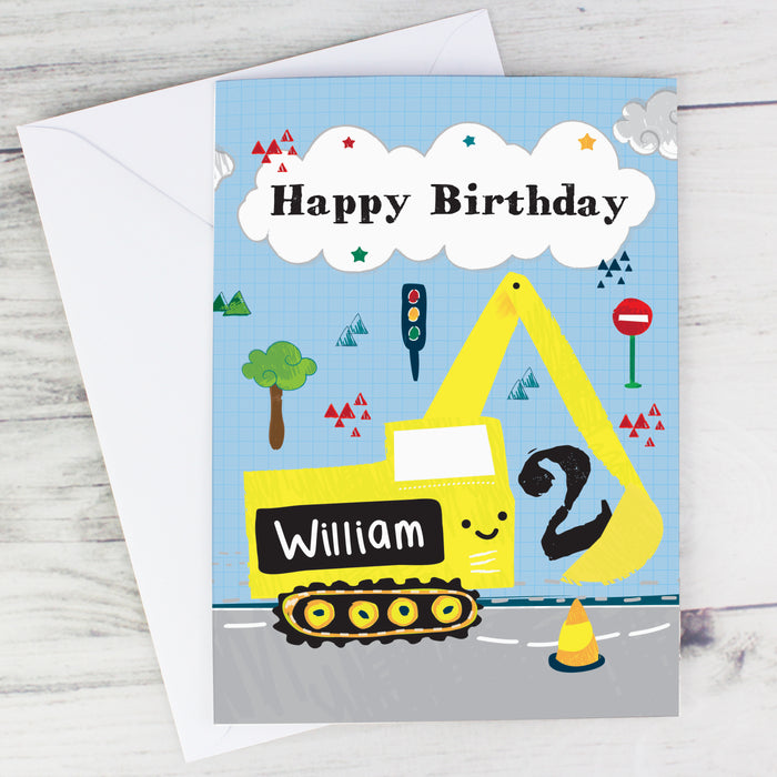 Personalised Digger Birthday Card - The Gift Cabin UK