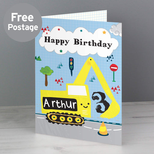 Personalised Digger Birthday Card - The Gift Cabin UK