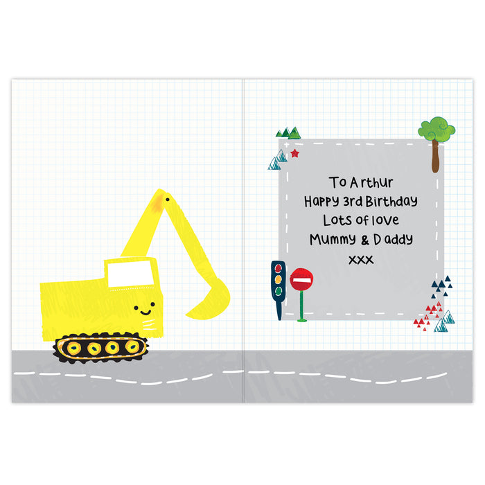 Personalised Digger Birthday Card - The Gift Cabin UK