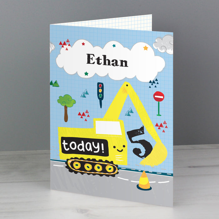 Personalised Digger Birthday Card - The Gift Cabin UK