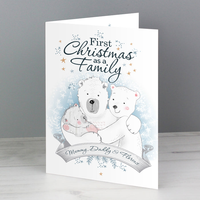 Personalised Polar Bear '1st Christmas As A Family' Card - The Gift Cabin UK