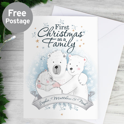 Personalised Polar Bear '1st Christmas As A Family' Card - The Gift Cabin UK