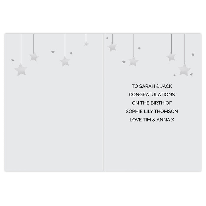 Personalised New Baby Moon & Stars Card - The Gift Cabin UK