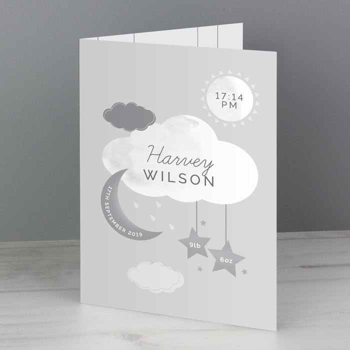 Personalised New Baby Moon & Stars Card - The Gift Cabin UK