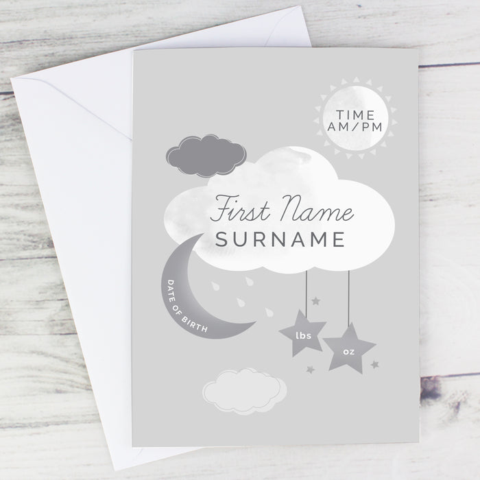 Personalised New Baby Moon & Stars Card - The Gift Cabin UK