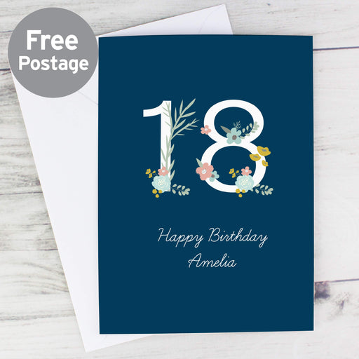 Personalised Floral Age Birthday Card - The Gift Cabin UK