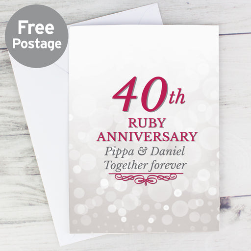 Personalised 40th Ruby Anniversary Card - The Gift Cabin UK