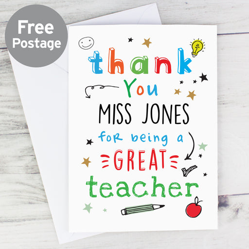 Personalised Thank You Teacher Card - The Gift Cabin UK