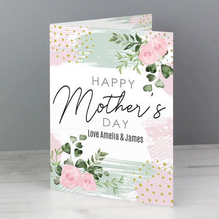 Personalised Happy Mothers Day Abstract Rose Card - The Gift Cabin UK