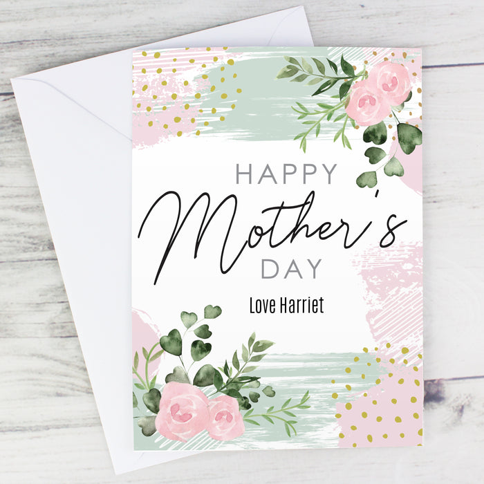 Personalised Happy Mothers Day Abstract Rose Card - The Gift Cabin UK