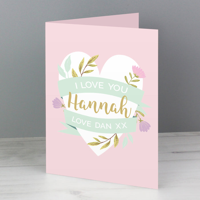 Personalised Floral Heart Card - The Gift Cabin UK