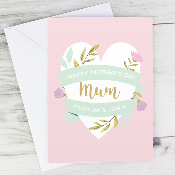 Personalised Floral Heart Card - The Gift Cabin UK