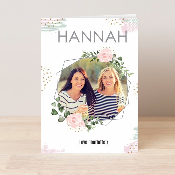 Personalised Floral Abstract Photo Upload Card - The Gift Cabin UK