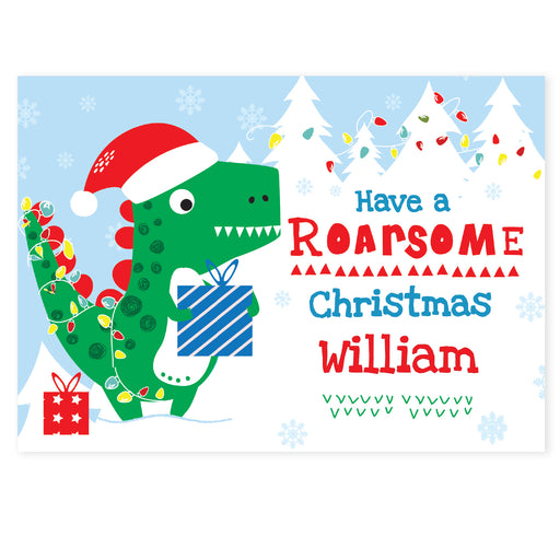 Personalised Dinosaur 'Have a Roarsome Christmas' Card - The Gift Cabin UK