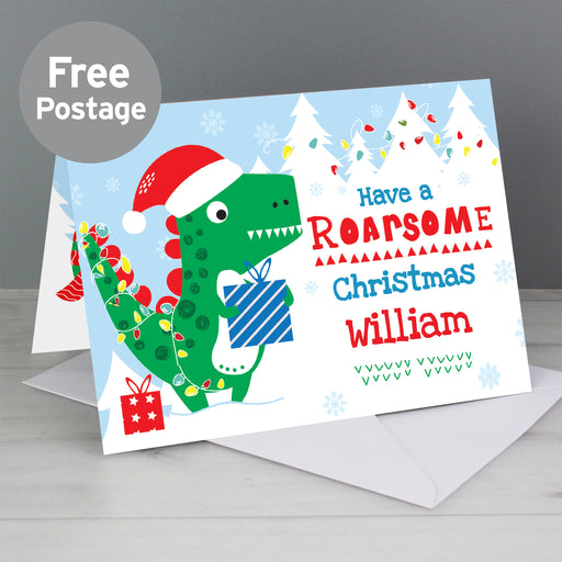 Personalised Dinosaur 'Have a Roarsome Christmas' Card - The Gift Cabin UK