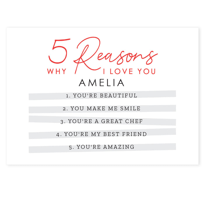 Personalised 5 Reasons Why Card - The Gift Cabin UK