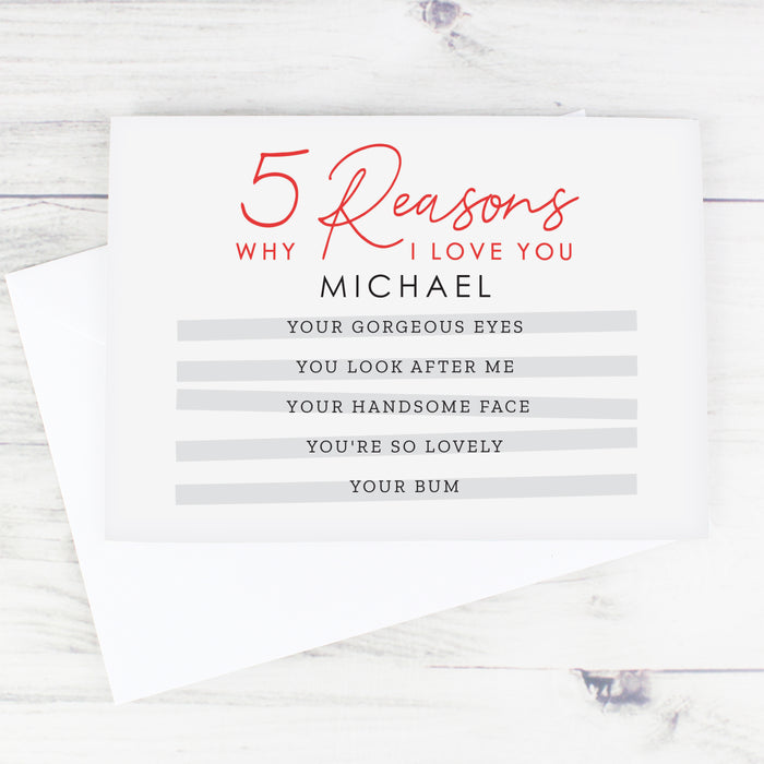 Personalised 5 Reasons Why Card - The Gift Cabin UK