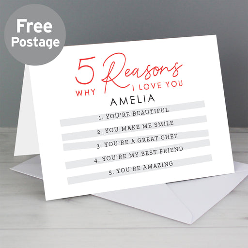 Personalised 5 Reasons Why Card - The Gift Cabin UK