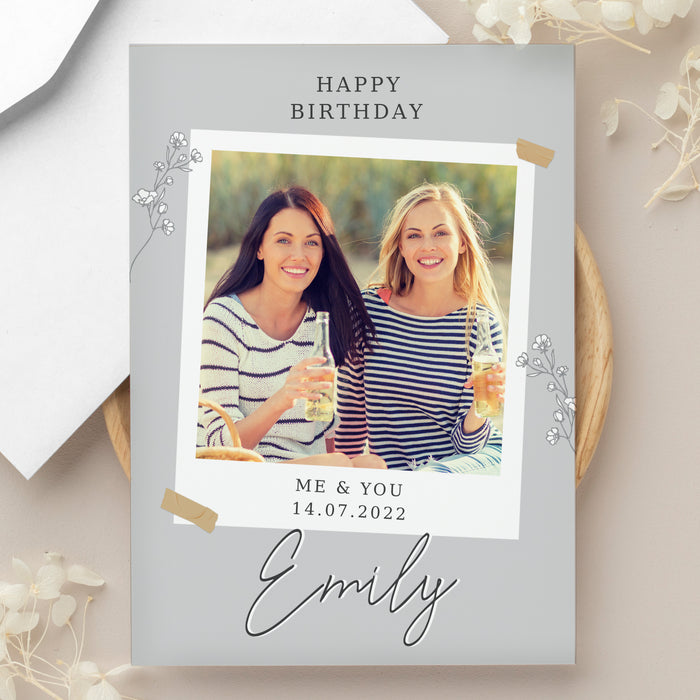 Personalised Grey Snapshot Photo Upload Greeting Card - The Gift Cabin UK