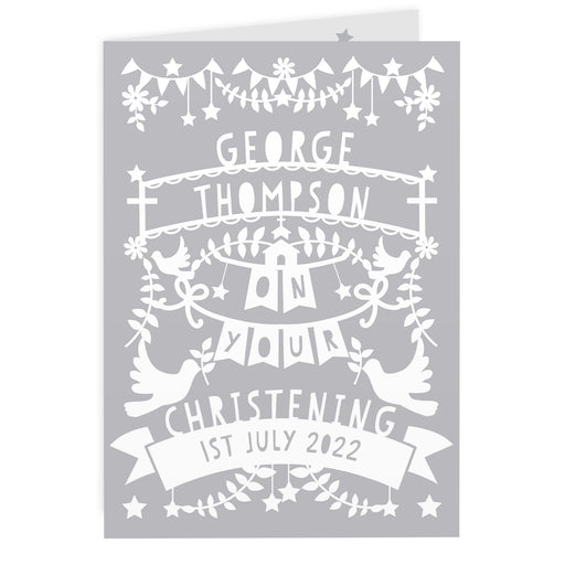 Personalised Grey Papercut Style Card - The Gift Cabin UK