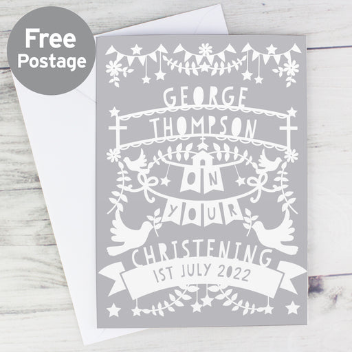 Personalised Grey Papercut Style Card - The Gift Cabin UK