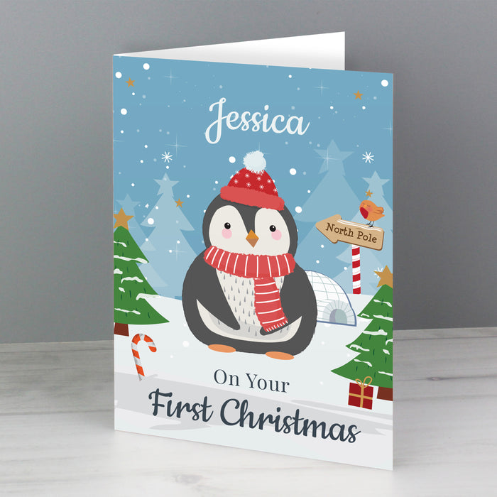 Personalised Christmas Penguin Card - The Gift Cabin UK