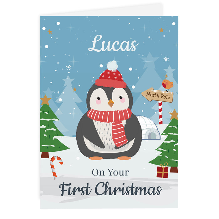 Personalised Christmas Penguin Card - The Gift Cabin UK