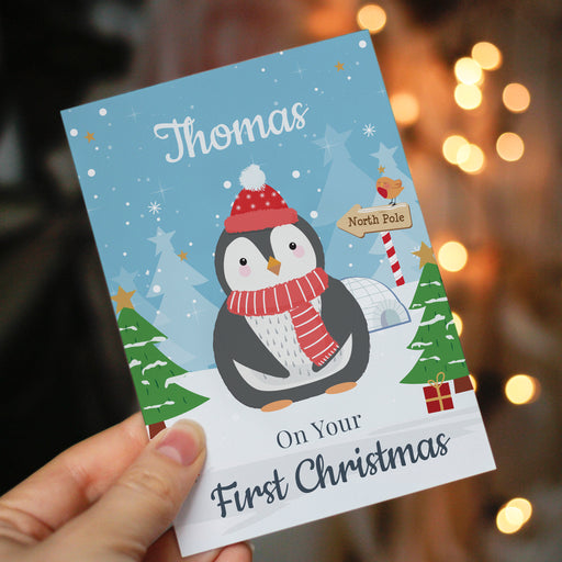 Personalised Christmas Penguin Card - The Gift Cabin UK