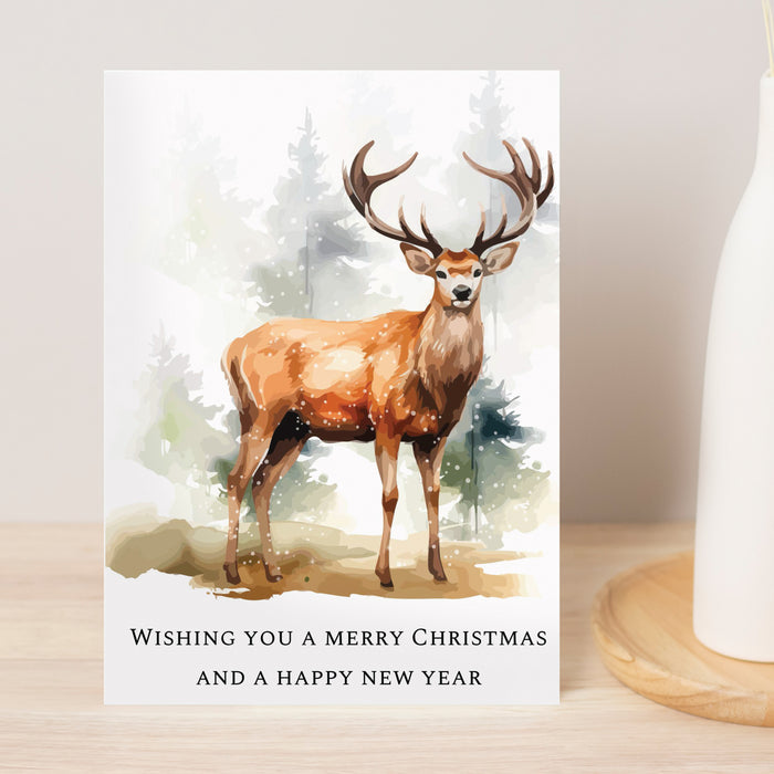 Personalised Watercolour Stag Greetings Card - The Gift Cabin UK