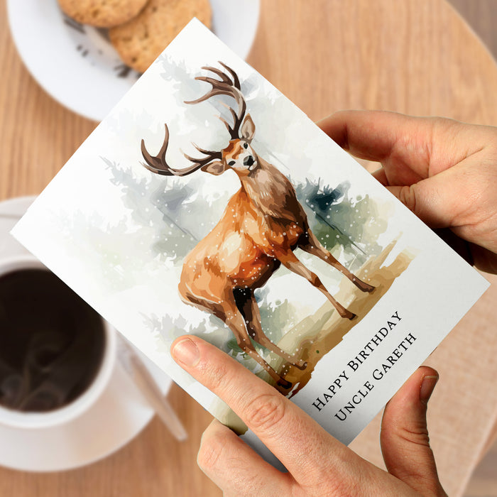 Personalised Watercolour Stag Greetings Card - The Gift Cabin UK