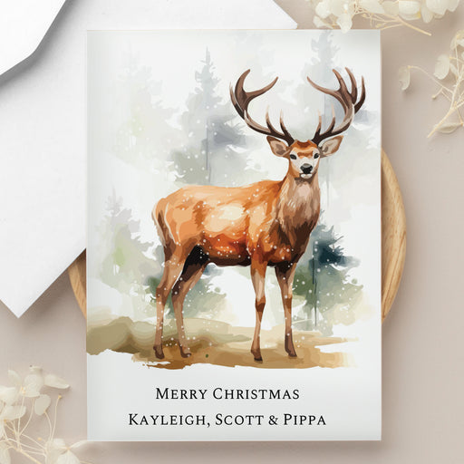 Personalised Watercolour Stag Greetings Card - The Gift Cabin UK