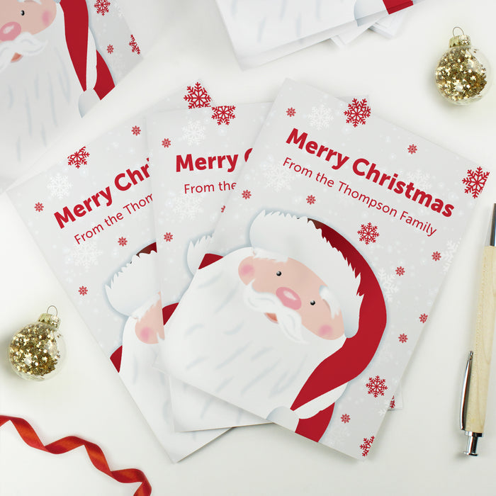 Personalised Pack of 10 Christmas Cards - Santa