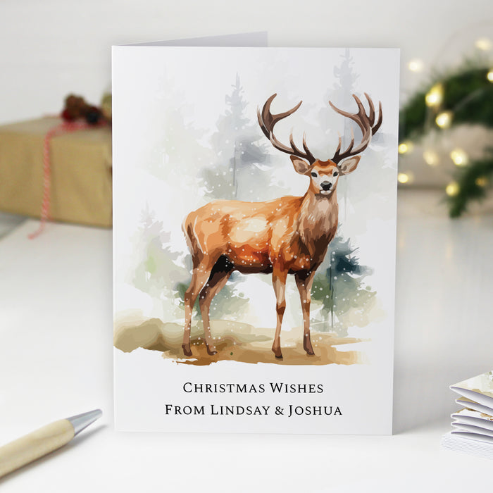 Personalised Pack of 10 Christmas Cards - Stag