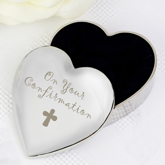 Confirmation Cross Heart Trinket Box