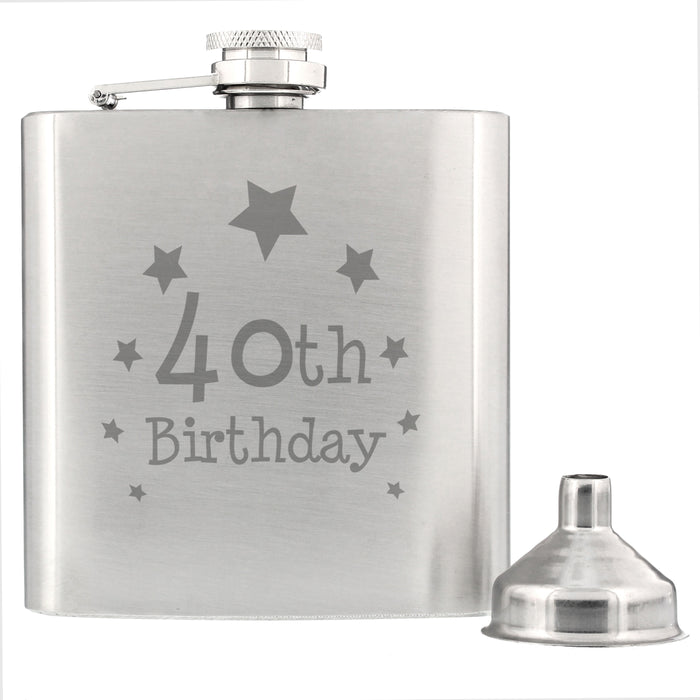 40th Birthday Hip Flask