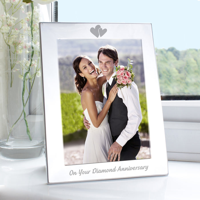 Silver 5x7 Diamond Anniversary Photo Frame