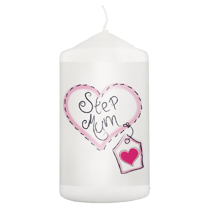 Step Mum Heart Stitch Pillar Candle