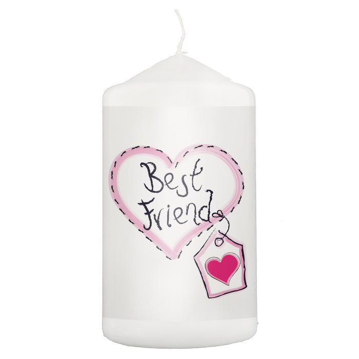 Best Friend Heart Stitch Pillar Candle