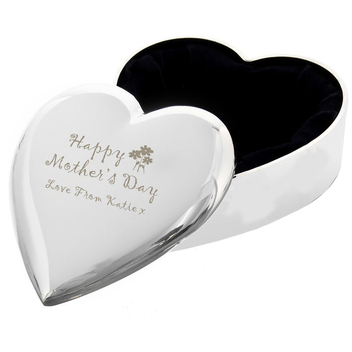 Personalised Happy Mothers Day Heart Trinket Box