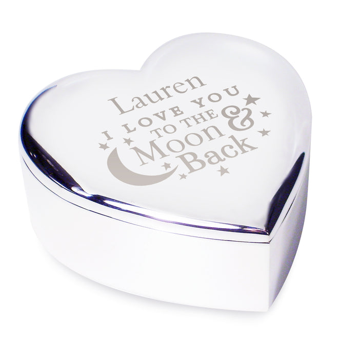 Personalised To the Moon and Back... Heart Trinket Box