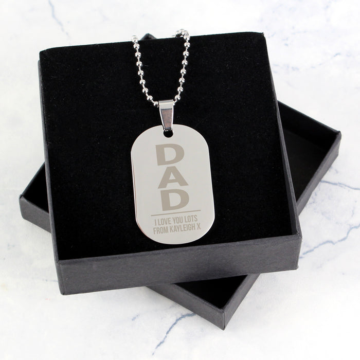 Personalised Dad Stainless Steel Dog Tag Necklace