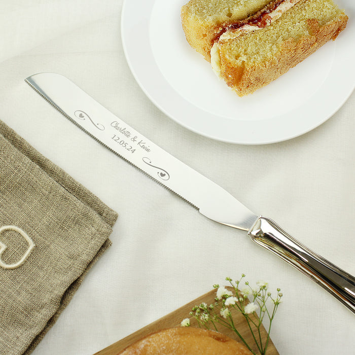 Personalised Heart & Swirl Cake Knife