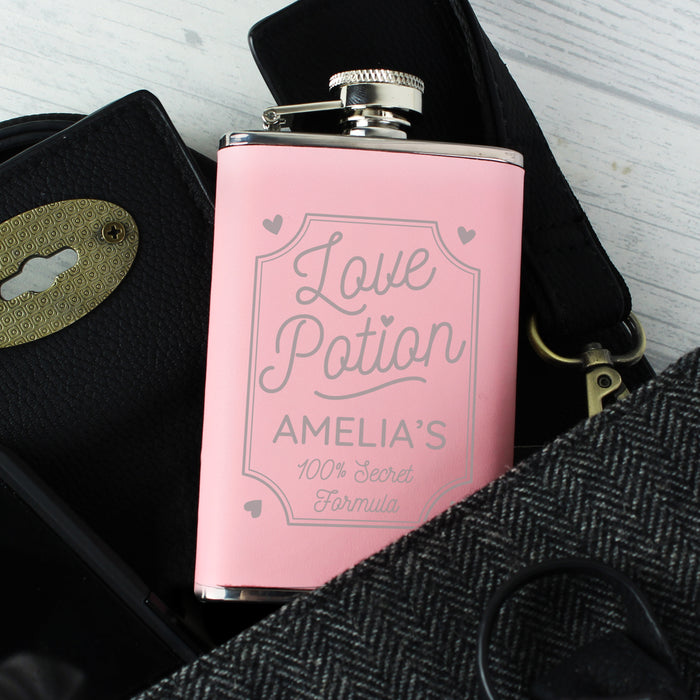 Personalised Love Potion Pink Hip Flask