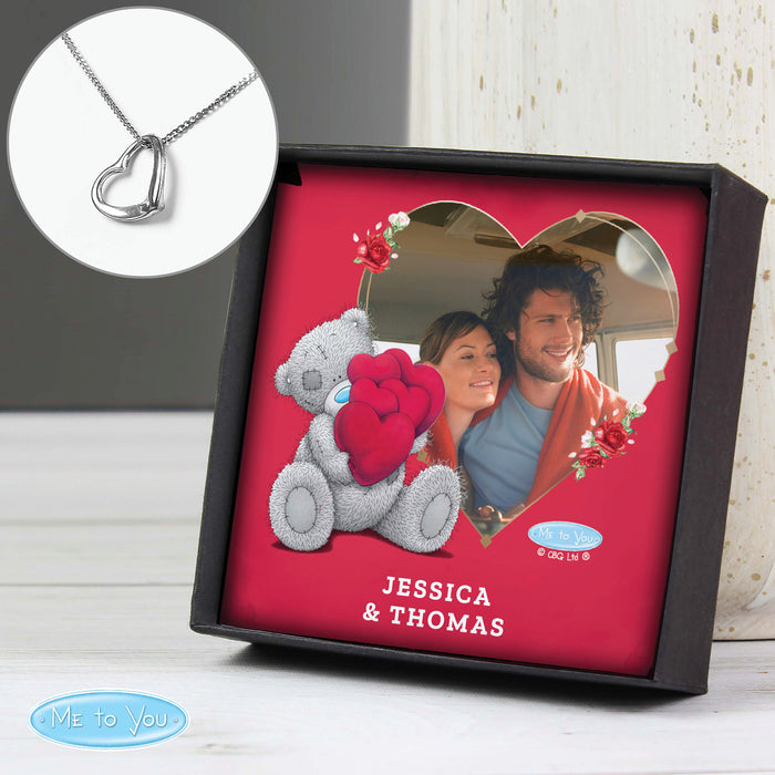 Personalised Me To You Photo Upload Sterling Silver Heart Necklace and Box