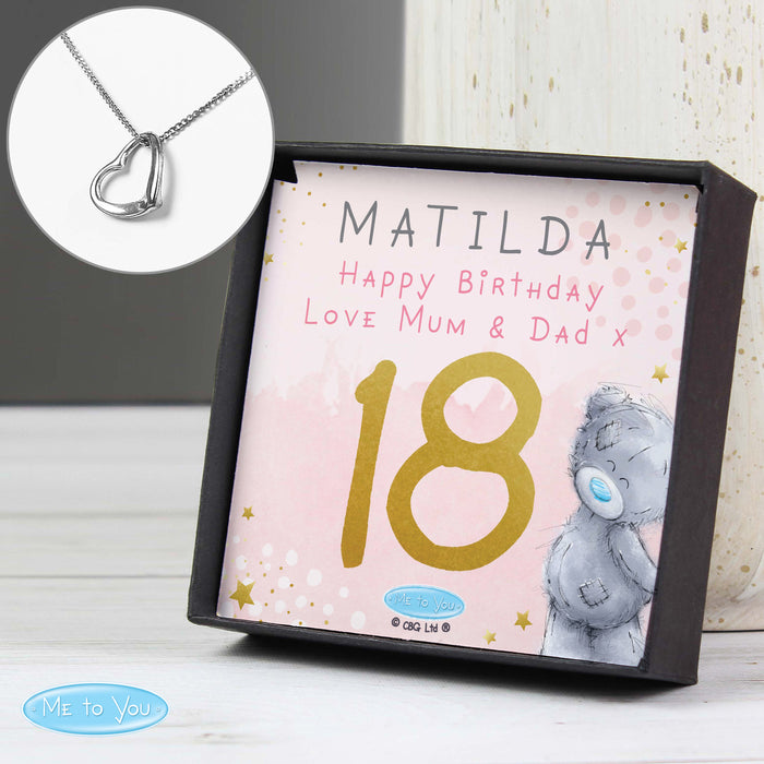 Personalised Me To You Sparkle & Shine Birthday Sentiment Silver Tone Necklace and Box - The Gift Cabin UK